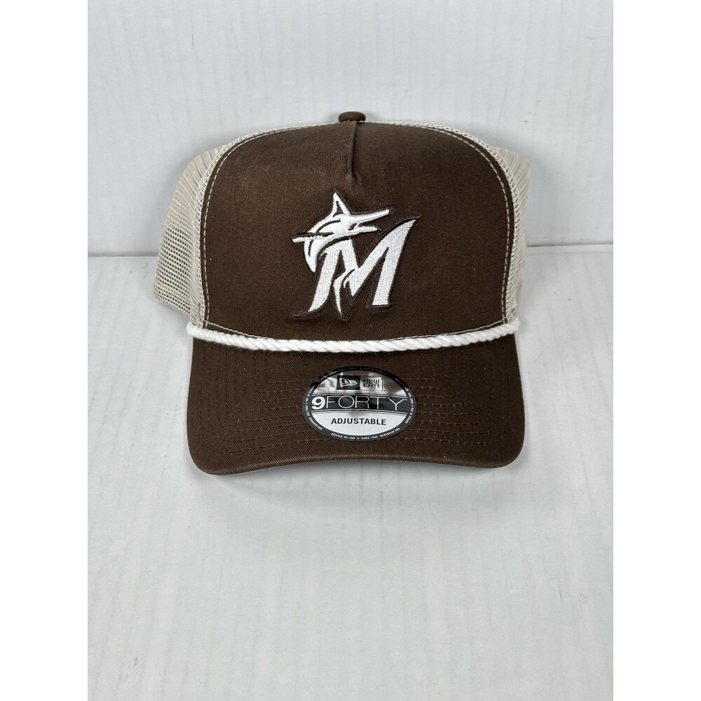 New Era Miami Marlins MLB 9FORTY A-Frame Trucker Adjustable Rope Hat Cap NWT